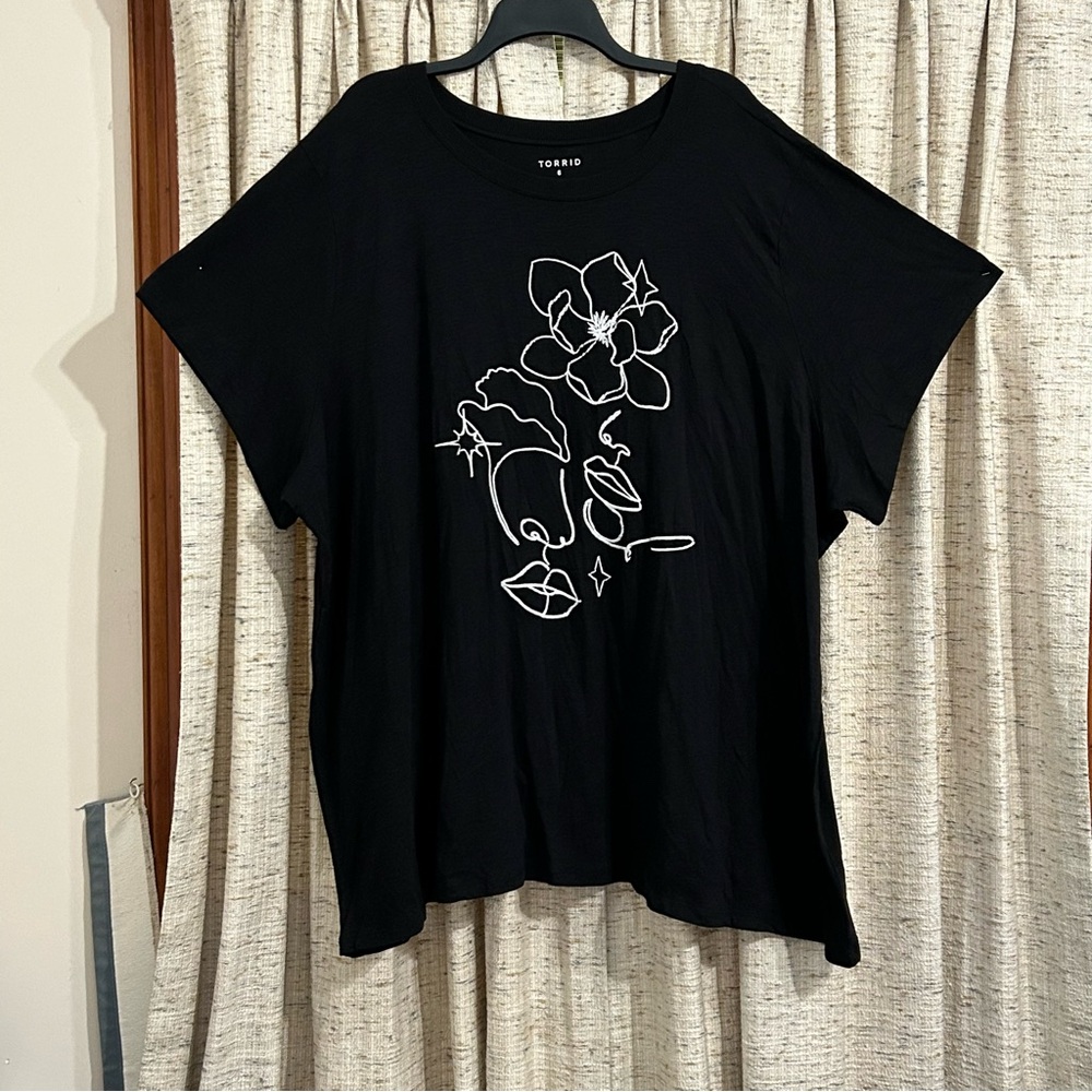 Torrid Vintage Tee - Super Soft Slub Line Motion Black - 6X